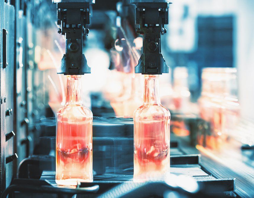 Sistema industrial de soplado de vidrio derretido en moldes automatizados